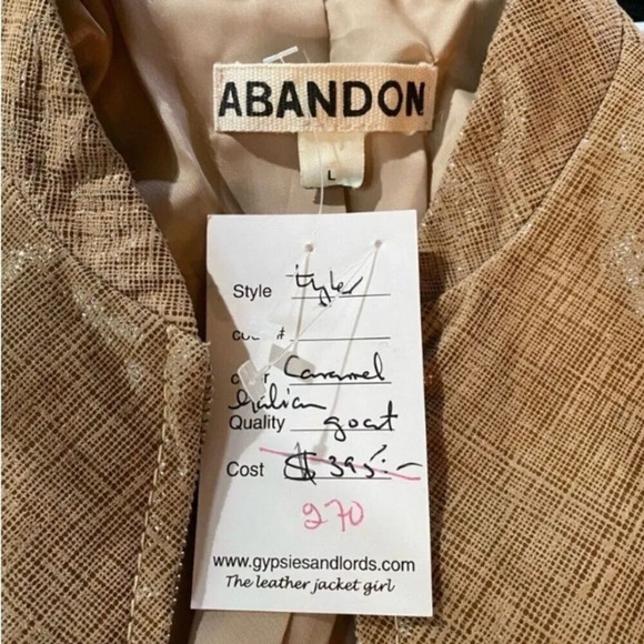 Abandon Italian leather Vintage Metallic Jacket Tan L Rare One Of A Knind - Picture 4 of 15